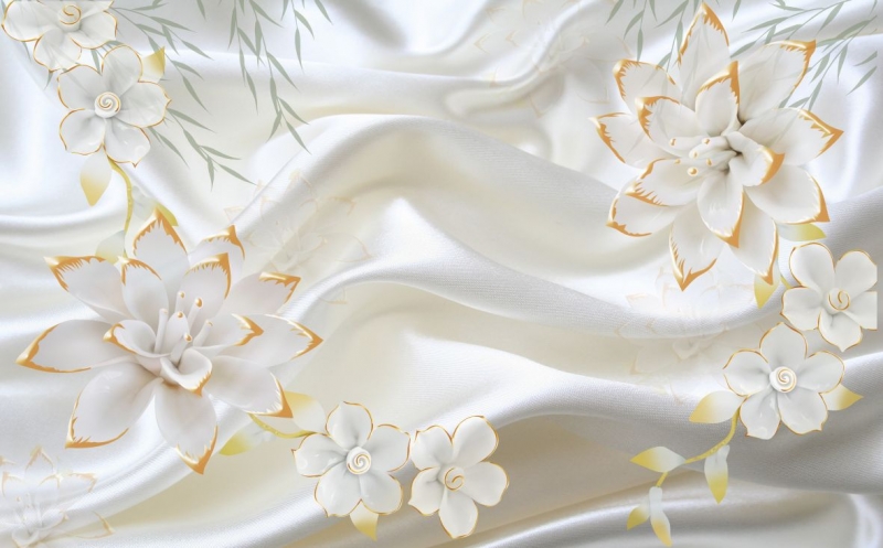 Белый нефрит цветок на фоне ткани